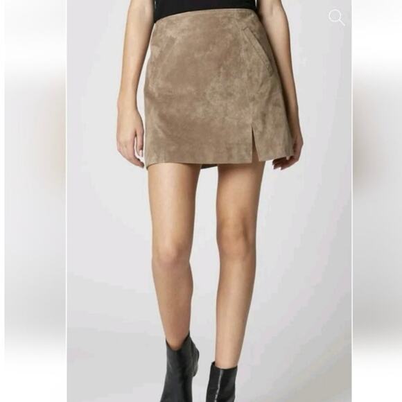 [BLANKNYC] Women’s Taupe Suede Mini Skirt Front Slit Back Zip Size 30 - Picture 4 of 10